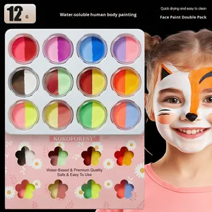 Caja de 12 Compartimentos con 8 Colores de Pintura Facial y Corporal Natural, Soluble en Agua, Brillante en la Oscuridad, para Niños, <span class=keywords><strong>Navidad</strong></span> - Product Image 2