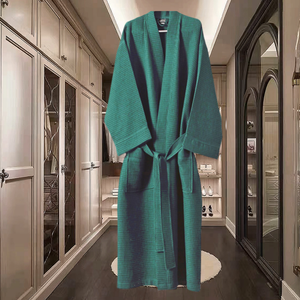 <span class=keywords><strong>Accappatoio</strong></span> Waffle in cotone 100% <span class=keywords><strong>con</strong></span> <span class=keywords><strong>collo</strong></span> <span class=keywords><strong>a</strong></span> <span class=keywords><strong>scialle</strong></span> e logo ricamo personalizzato Waffle <span class=keywords><strong>accappatoio</strong></span> - Product Image 4