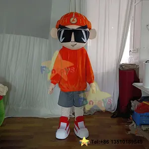 Funtoys New Design OEM Cartoon Fashion Boy Mascot Costume With Sunglasses Convertible Clothing Carnival Mascotte For Adult