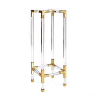 Support à fleurs en verre trempé acrylique transparent avec cadre doré, présentoir haut pour événements, fêtes, décoration intérieure, gâteaux, salon, style moderne et luxueux