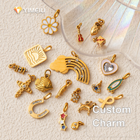 YIMEILI & Acier inoxydable PVD plaqué or 18 carats, pendentif émail diamant, breloque DIY pour collier, motifs fleur arc-en-ciel, animal, soleil