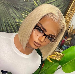 Pelucas <span class=keywords><strong>de</strong></span> Cabello Humano <span class=keywords><strong>de</strong></span> 8-14 Pulgadas, Cabello Virgen 613, Estilo Bob con Encaje Transparente, <span class=keywords><strong>Corte</strong></span> Recto, Pelucas Rubias con Frente <span class=keywords><strong>de</strong></span> Encaje para <span class=keywords><strong>Mujer</strong></span> - Product Image 3