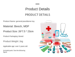 Trẻ em bằng gỗ nhà tiêm ống nghe nhập vai Bộ đồ chơi nha sĩ - Product Image 3