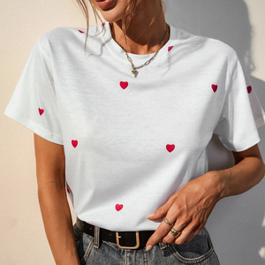 T-shirt da <span class=keywords><strong>donna</strong></span> in cotone con stampa a caldo in cotone Casual da <span class=keywords><strong>donna</strong></span> <span class=keywords><strong>Oversize</strong></span> - Product Image 1