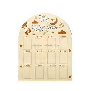 Tableau photo de ma première année de mariage Tableau photo mensuel Milestone Décoration de tableau photo en bois - Product Image 1