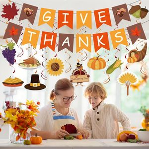 Pancarta de Agradecimiento y Espirales Colgantes de Acción de Gracias, Pancarta de Agradecimiento con Espirales para Techo para el Día de Acción de Gracias, Hogar, Oficina, Fiesta de Otoño - Product Image 3