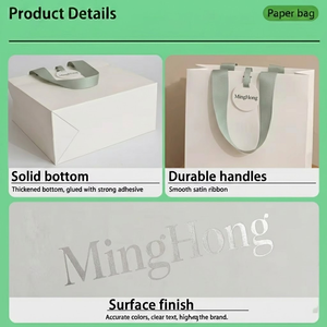 Sacs shopping en papier cadeau <span class=keywords><strong>de</strong></span> luxe personnalisés, matériaux recyclables et écologiques, poignée vert olive, emballage haut <span class=keywords><strong>de</strong></span> gamme, vente au détail haut <span class=keywords><strong>de</strong></span> gamme - Product Image 2