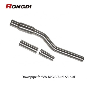 Tubo de Escape de Alto Rendimiento Rongdi, Acero Inoxidable 304, Acabado Cepillado, Protector Térmico, para Audi S3 VW GOLF MK7R/7.5R 2.0T - Product Image 4