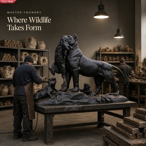 YOUFINE Statue <span class=keywords><strong>de</strong></span> lionne classique en bronze pour l'extérieur avec trois jeunes lionnes affamées portant un gibier, pour la décoration <span class=keywords><strong>de</strong></span> jardin, <span class=keywords><strong>de</strong></span> parc et <span class=keywords><strong>de</strong></span> pelouse <span class=keywords><strong>de</strong></span> <span class=keywords><strong>domaine</strong></span> - Product Image 6