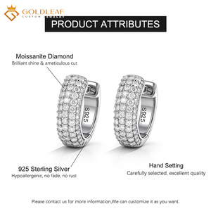 Pendientes de Aro Redondos de Plata de Ley S925 con Diamantes de Moissanita y Hoja de Oro, Joyería Moderna Fina Personalizada para Mujer - Product Image 6