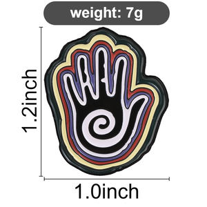 Broche Métallique Vintage Abstraite Tribale à Motif Spirale Arc-en-ciel et Palme, Style <span class=keywords><strong>Hippie</strong></span>, pour Collection et Cadeau - Product Image 6