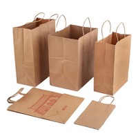 Bolsa de compras de papel Kraft marrón ecológico con logotipo personalizado, bolsa de papel reciclable impermeable colorida y barata