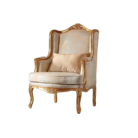 Chaise de salle à manger en bois massif vintage de style français Design de livre en détresse Fauteuil de palais en tissu de soie de luxe pour le salon