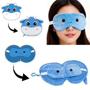 Benutzer definierte tragbare Plüsch Tier Kalb faltbare stabile 2-in-1-Augenmaske für Geschäfts reisen - Product Image 1