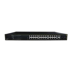 300W 28 Port Gigabit Ethernet tidak dikelola PoE Switch dengan 24 x PoE RJ45 2 Gigabit optik Desktop atau Rackmount jaringan switch