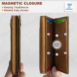 Retro Oil Waxed Leather <b>Wallet</b> <b>Men</b> Vertical Square <b>RFID</b> Blocking Multi Card Slot Large Capacity Everyday Use - Product Image 3