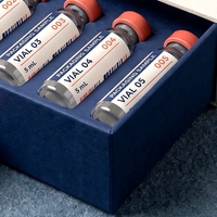 Boîte rigide personnalisée en carton blanc et gris avec tiroir pour flacons de peptides, avec doublure en éponge et impression offset quadricolore, soins personnels