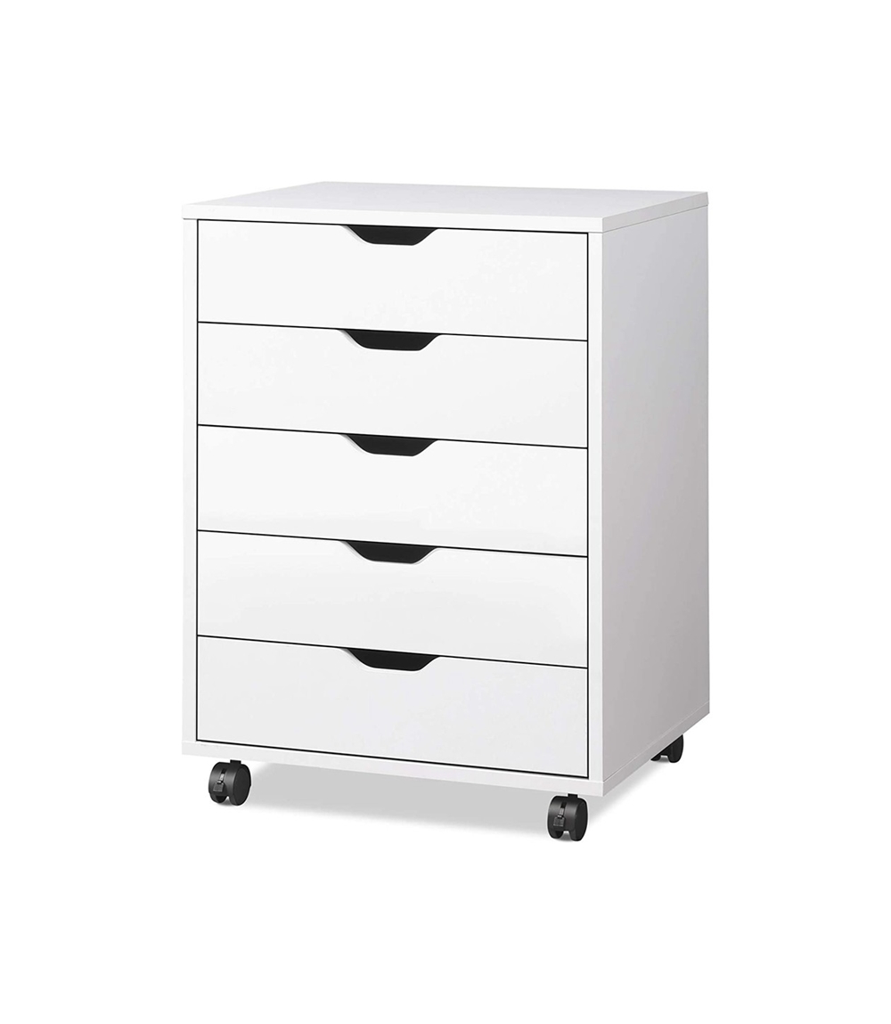 Деревянный Комод для хранения высокого качества с колесами, 5-белый комод