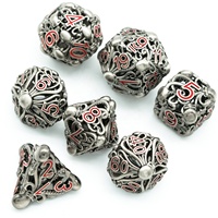 Ensemble de dés en métal creux en forme de pieuvre pour Udixi RPG, Donjons et Dragons, durable et unique, emballé dans une boîte en métal