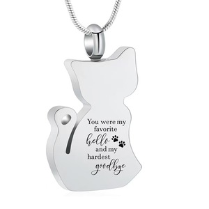 Collana Urna Commemorativa per Gatti in Acciaio Inossidabile 316L Placcato Oro 18K PVD per Ceneri - "Il Saluto Preferito, Il Addio Più Difficile" - Ricordo OEM/ODM - Product Image 4