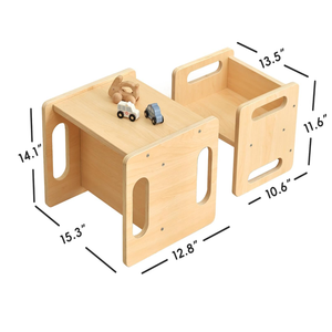 Montessori Weaning <b>Table</b> and Chair Set Kids Wooden Toddler Desk for Drawing Eating Learning - Product Image 3