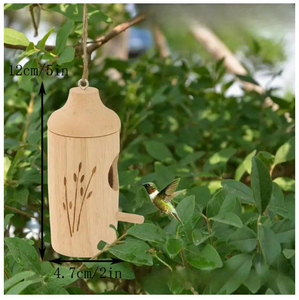 Casa de Pájaros de Madera, Decoración para Exteriores, Comedero para Colibríes, Nido de Pájaros Rústico Colgante, Cabaña para Pájaros, Colgante de Nido de Pájaros DIY - Product Image 4