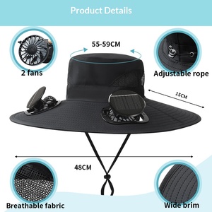 Sombrero de Ala Ancha con Ventilador Solar, Protección Solar, Doble Alimentación Solar y USB, Ajustable, para Playa, Senderismo, Pesca, Uso en Primavera/Verano, para <span class=keywords><strong>Hombre</strong></span> - Product Image 4