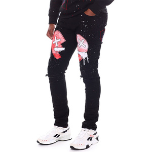 Pantalones vaqueros elásticos para <span class=keywords><strong>hombre</strong></span>, <span class=keywords><strong>jeans</strong></span> con estampado de corazón roto, rasgados, ropa de moda - Product Image 5