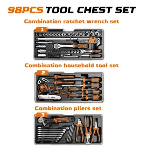WOKIN-Outils et matériel, ensemble d'outils de coffre, 98 pièces