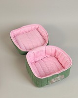 Ensemble de trousse de beauté en tweed à logo brodé personnalisé de grande capacité sac cosmétique pour femme avec poignée