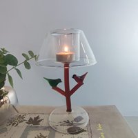 Vente en gros de bougeoirs personnalisés créatifs en verre avec ornement de fleur d'oiseau pour la maison, dîner romantique, décorations de Noël et de Pâques