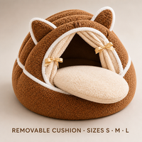 Lit pour animaux de compagnie HongTao, chaud et rembourré en coton PP, motif uni, non lavable, personnalisable OEM, avec porte rideau