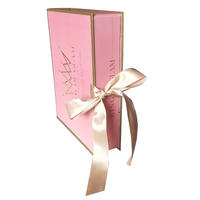 Boîte pliante rose personnalisée écologique pour parfums et cosmétiques, emballage de luxe en papier pour coffret cadeau de soins de la peau avec poignée