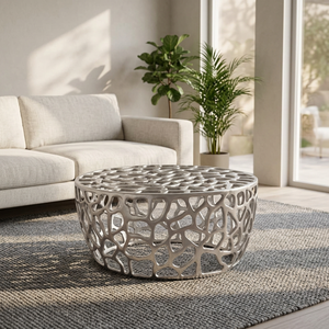 AK Brass Premium Design Metal <b>Coffee</b> <b>Table</b> With <b>Silver</b> Finished Handmade Attractive Luxury Furniture For Home Living Room Decor - Product Image 1