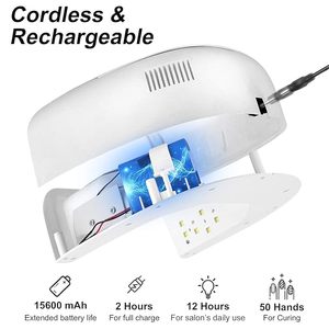 Lampe à ongles UV LED rechargeable 60W, séchoir à ongles sans fil plus rapide, lumière pour vernis gel, 42 perles et poignée portable - Product Image 3