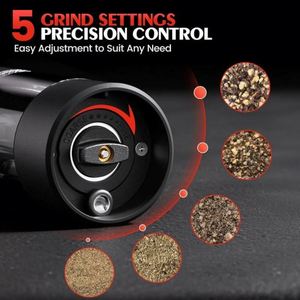 USB Rechargeable Electric <b>Pepper</b> <b>Grinders</b> Automatic Rechargeable Salt and <b>Pepper</b> Mill Set With Rechargeable Base - Product Image 6