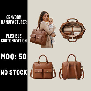 Borsa Fasciatoio in Pelle Vegana OEM del Produttore, Borsa a Tracolla in Vera Pelle, Elegante Borsa per Mamme di Grande Capacità - Product Image 1