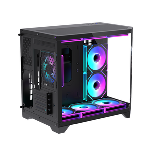 Lovingcool PC Case Mid Tower Micro ATX Gaming <span class=keywords><strong>Computer</strong></span> <span class=keywords><strong>Desktop</strong></span> con pantalla LCD <span class=keywords><strong>Computer</strong></span> Cases & Towers Glass PC Chasis Case - Product Image 2