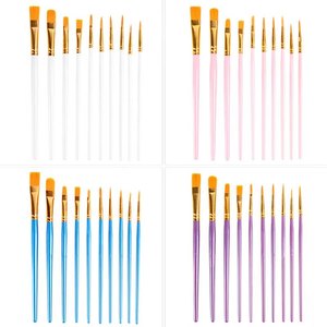 HCHWENH Pinceaux professionnels de haute qualité <span class=keywords><strong>pour</strong></span> artistes, 10 pièces/ensemble, poils en nylon, manche en <span class=keywords><strong>plastique</strong></span>, modèle HB-2, <span class=keywords><strong>pour</strong></span> la <span class=keywords><strong>peinture</strong></span> - Product Image 4