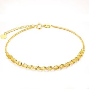 Xinfly Non Tarnish Women Gifts18K Pure Real <b>Solid</b> Yellow Gold Woven Chain <b>Bracelets</b> with Heart - Product Image 1