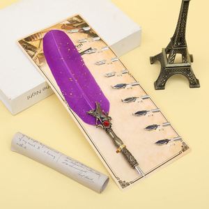 New European <b>Retro</b> Feather <b>Gift</b> Pen Art Signature Pen Exchangeable Nib Fountain Pen - Product Image 5