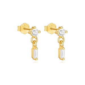 Boucles d'oreilles pendantes rectangulaires irrégulières en argent sterling 925 pour usage quotidien - Product Image 1