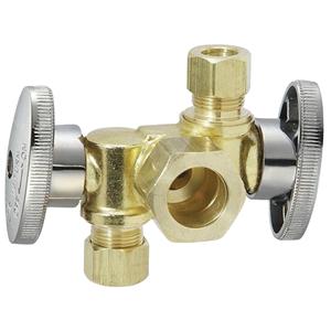 <span class=keywords><strong>Robinet</strong></span> d'arrêt d'angle à compression à double sortie 1/4 de tour sans plomb <span class=keywords><strong>avec</strong></span> deux poignées d'arrêt pour l'alimentation en eau - Product Image 4