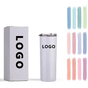 Custom logo Double wall straight bottles 15 oz 20 oz 30 oz metal tight stainless steel vats with lid wholesale