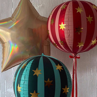 Ballon en Mylar rond 4D de 22 pouces à rayures étoilées, style coréen, mignon, dessin animé, pour la décoration de fête d'anniversaire d'enfants et de bébés, vente en gros
