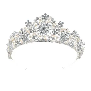 חתונה כתר חדש עיצוב בעבודת יד קריסטל כתר ייחודי כלה נסיכת מצנפות וכתרים