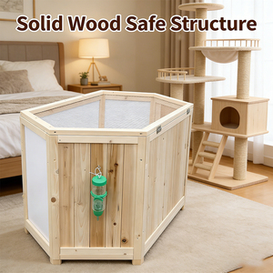 Hochwertiger Großer Sechseckiger Mehrstöckiger Holz-Hamsterkäfig für Kleintiere Einschließlich Meerschweinchen und Ratten - Product Image 3