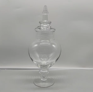 Hand Blown Round Bulb Glass Storage Jar with Lid Apothecary Style Container for Candy Spices or Bathroom Items - Product Image 3