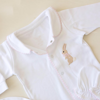 Ensemble de sortie de maternité pour bébé fille avec monogramme, 100 % coton Pima, 4 pièces, cadeau de naissance