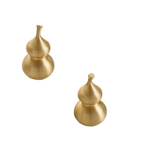 LGEDIS Solid Brass Gourd Cabinet <b>Handle</b> <b>Copper</b> Natural Color Single Hole Chinese Style Furniture Hardware - Product Image 3
